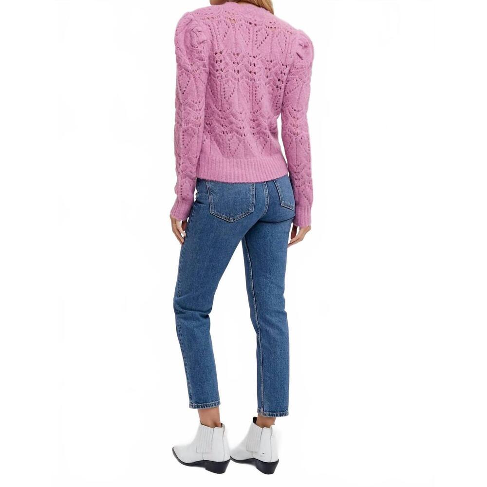 NEW BLUIVY puff sleeve pointelle pullover in rose - Picture 6 of 6